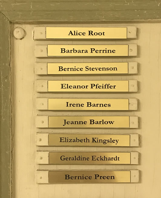 Womens' names on Wall Unit close up